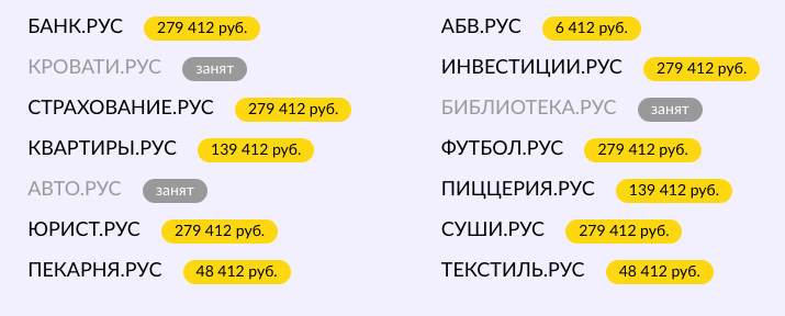 Премиум домены: купить домены дорого от 6 412 руб.