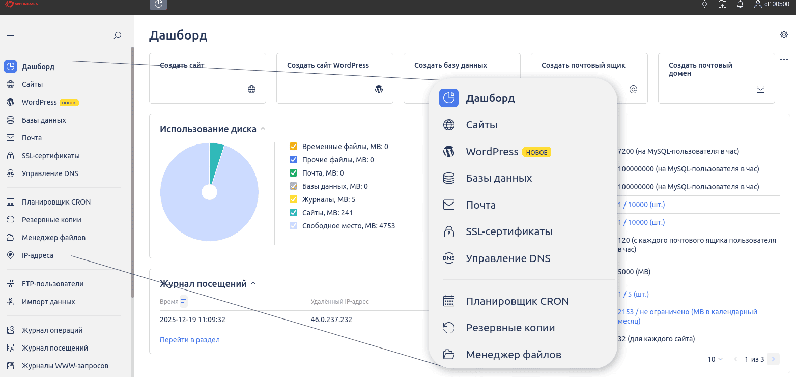 Панель управления хостингом сайтов ISPmanager